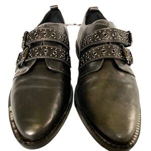 Bleecker Bond LEIGH Women Oxford Shoes 10M EU 41 Gray Monk Strap Buckle Leather